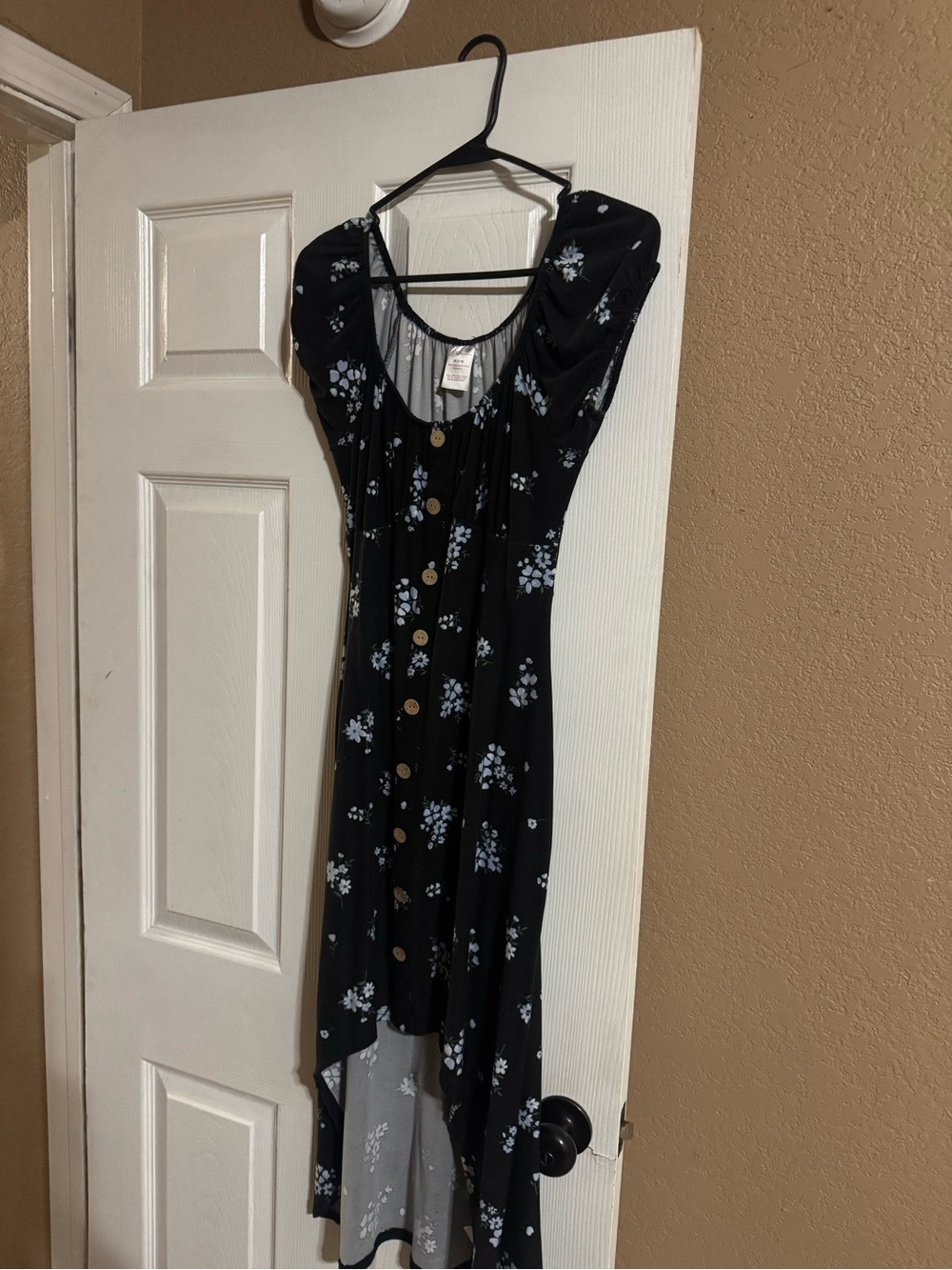 No Boundaries Black High-Low Floral Button Front Dress